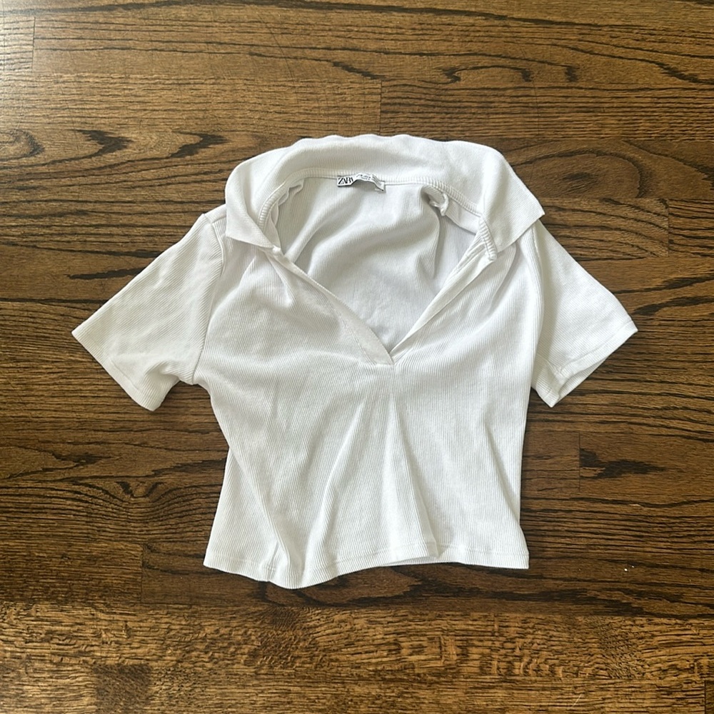 Zara white crop top size M